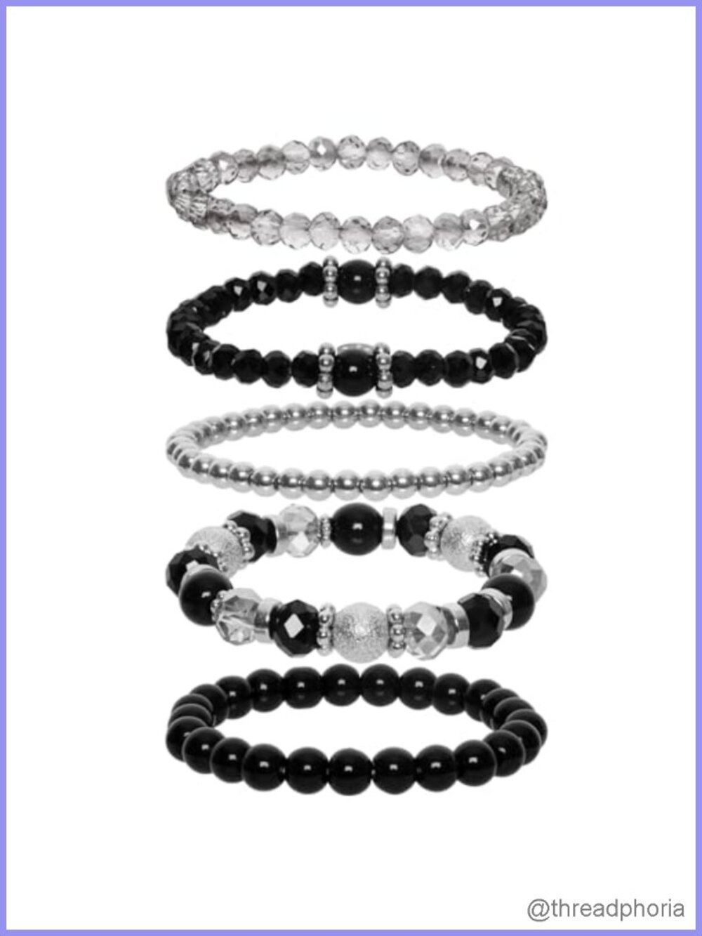 5-Piece Stretch Beaded Bracelet Set Stackable Bohemian Jewelry for Women